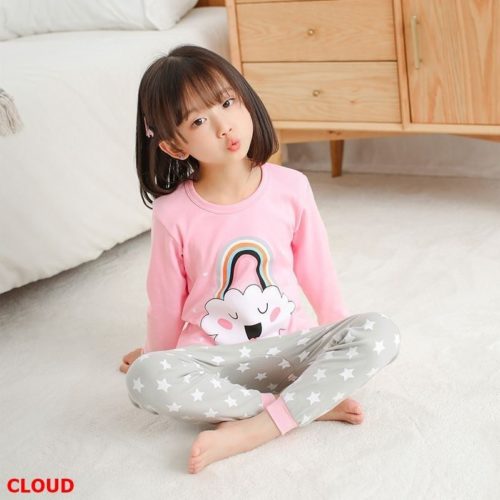 PJ071-cloud Baju Tidur Set Anak Motif Karakter Unisex