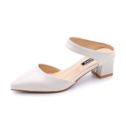 SHHA612-beige Sepatu Heels Blok Wanita Cantik Import 4.5CM