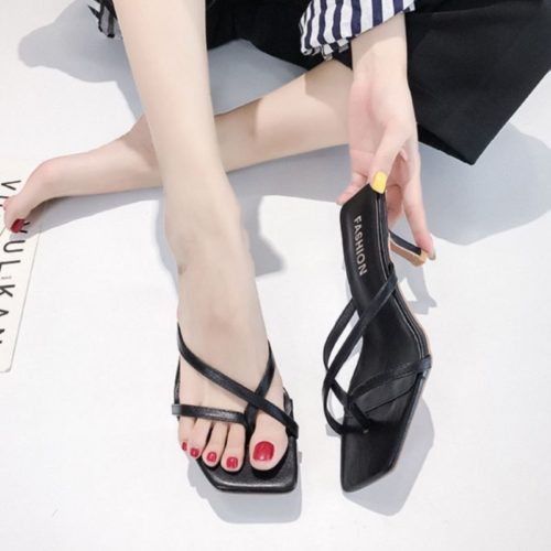 SHHA82-black Sepatu Heels Wanita Cantik Elegan Terbaru 7CM